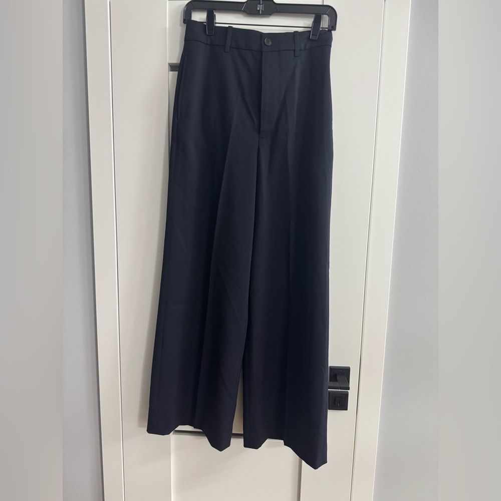 Nili Lotan Classic Navy Wide-Leg Trousers